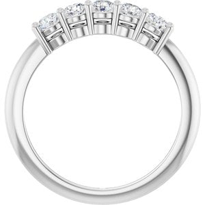 14K White 1/2 CTW Natural Diamond Five-Stone Anniversary Band