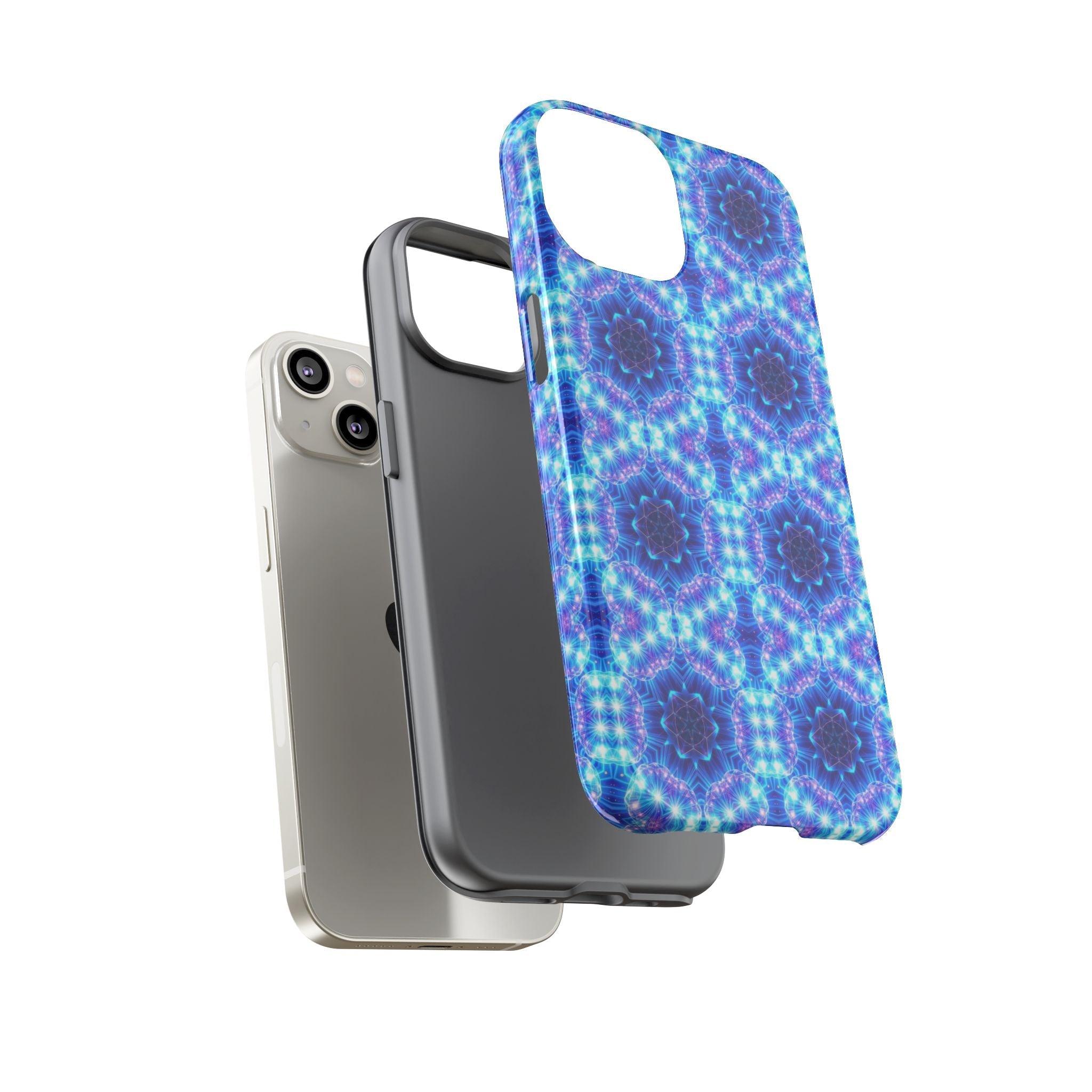 Blue Mandalas with Neon Lights Tough Phone Cases