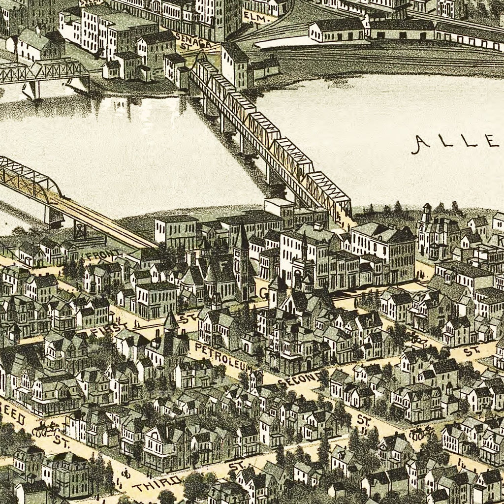 Vintage Map of Oil City, Pennsylvania 1896
