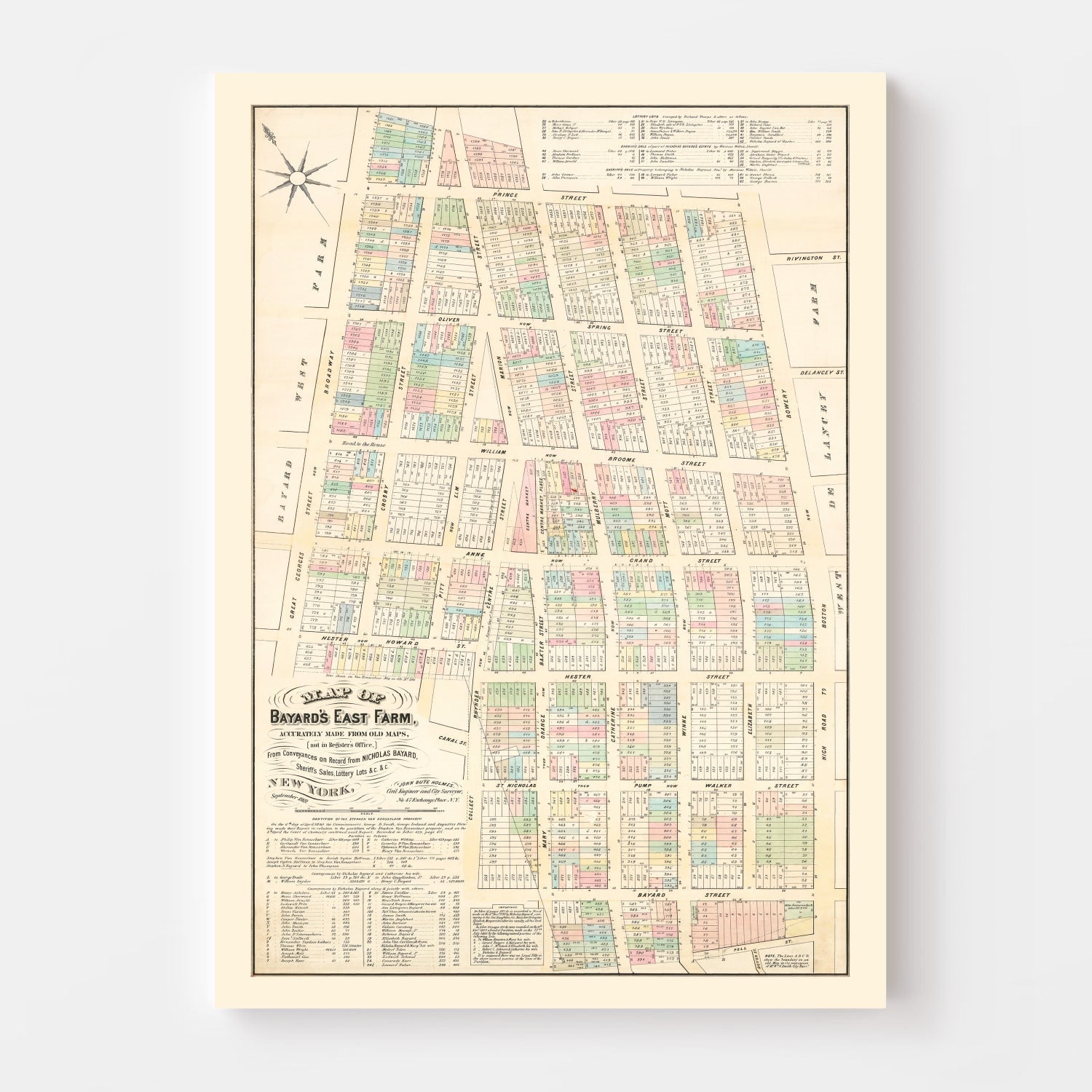 Vintage Map of Little Italy, New York 1869