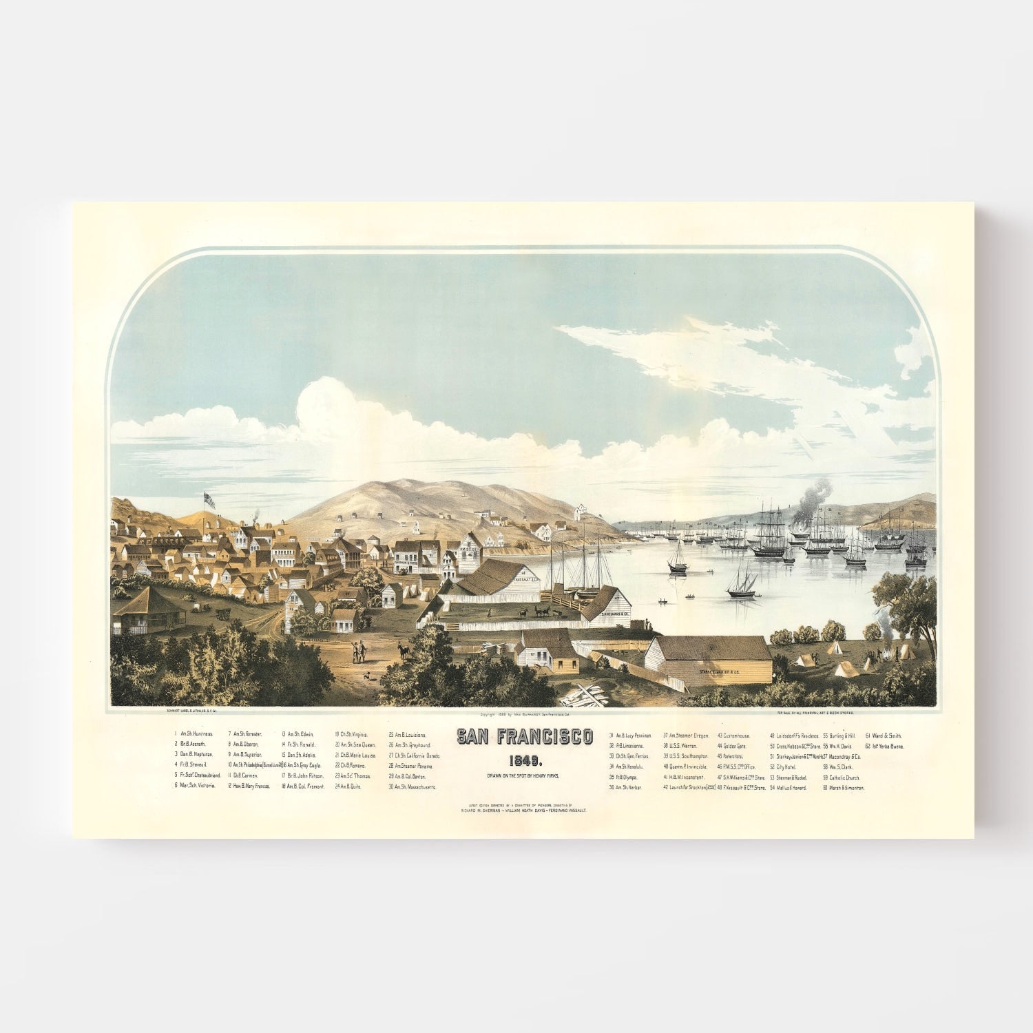 Vintage Map of San Francisco, California 1849