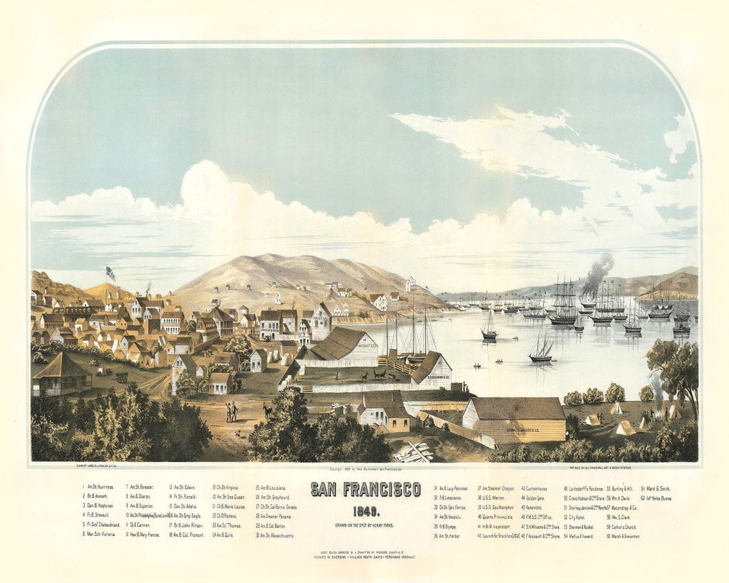 Vintage Map of San Francisco, California 1849