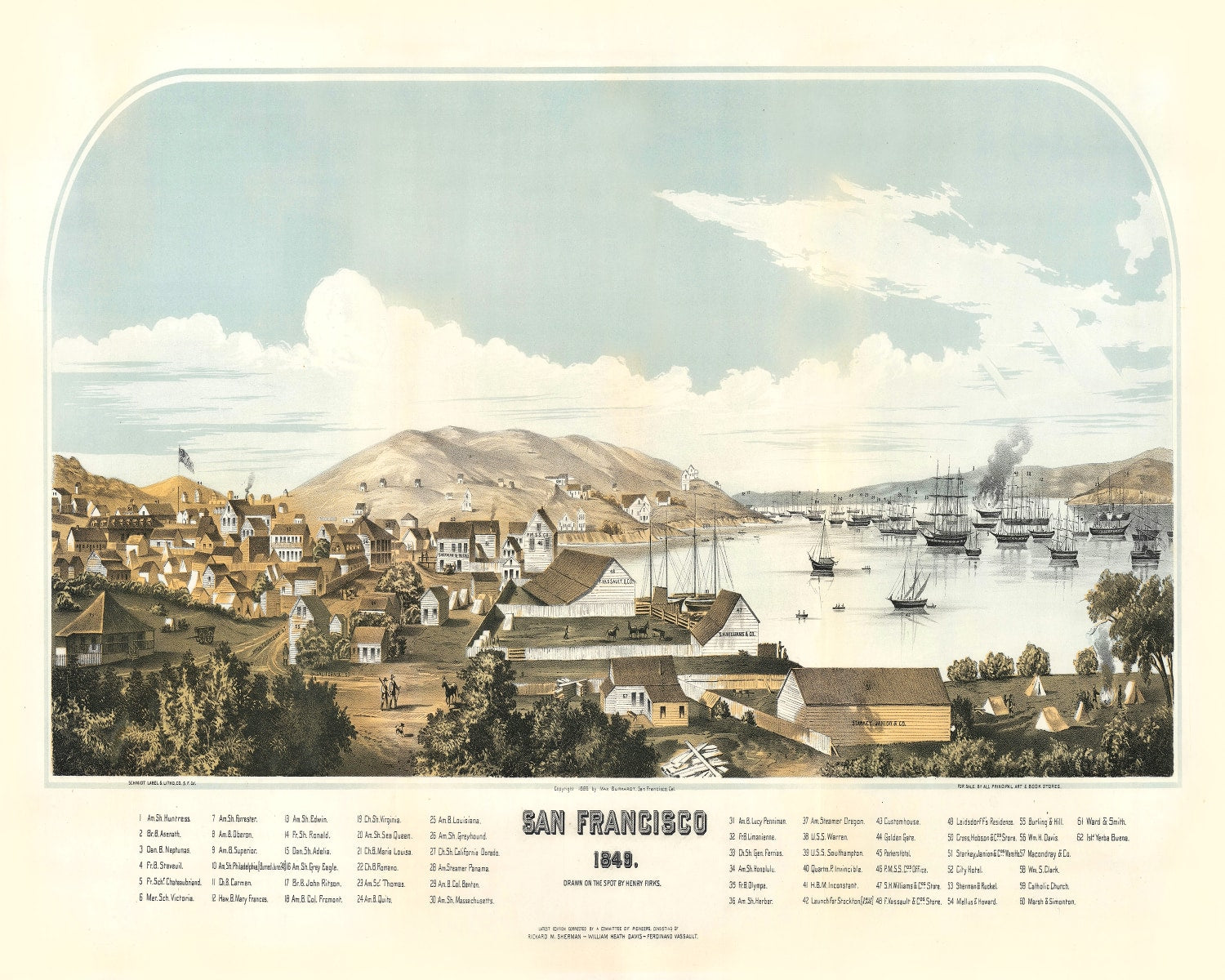 Vintage Map of San Francisco, California 1849
