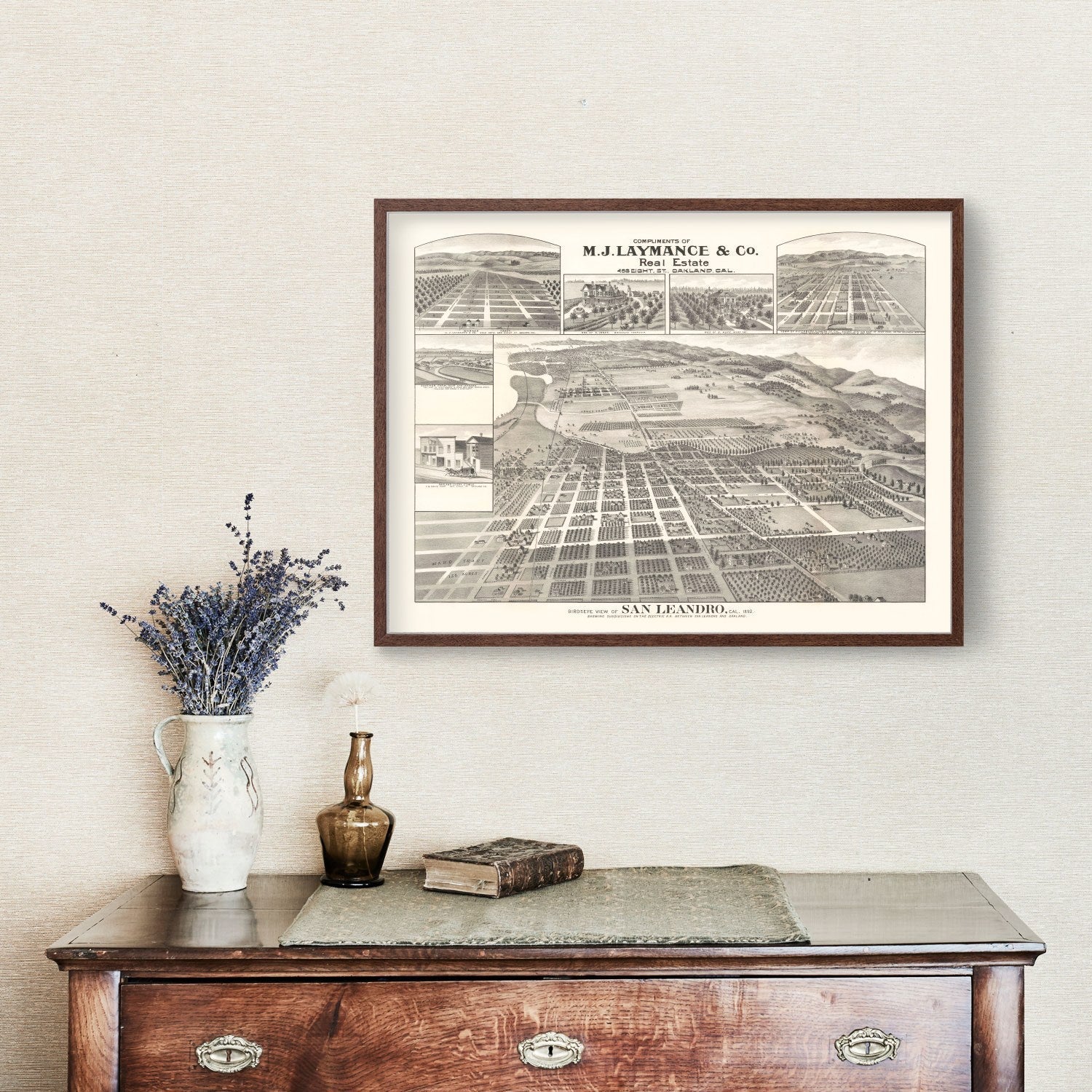 Vintage Map of San Leandro, California 1892