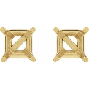 14K Yellow Gold 4.75 mm Square 4-Prong Lightweight Earring Mounting – image 2