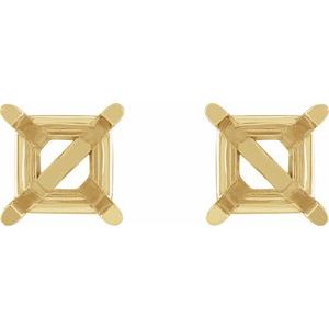 14K Yellow Gold 5 mm Square 4-Prong Lightweight Earring Mounting – image 2