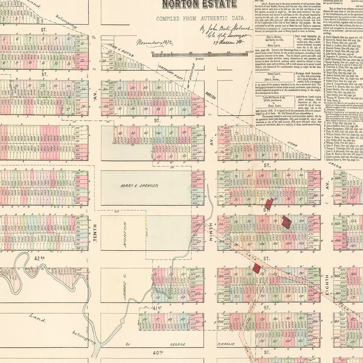 Vintage Map of Hell's Kitchen Manhattan, New York 1872