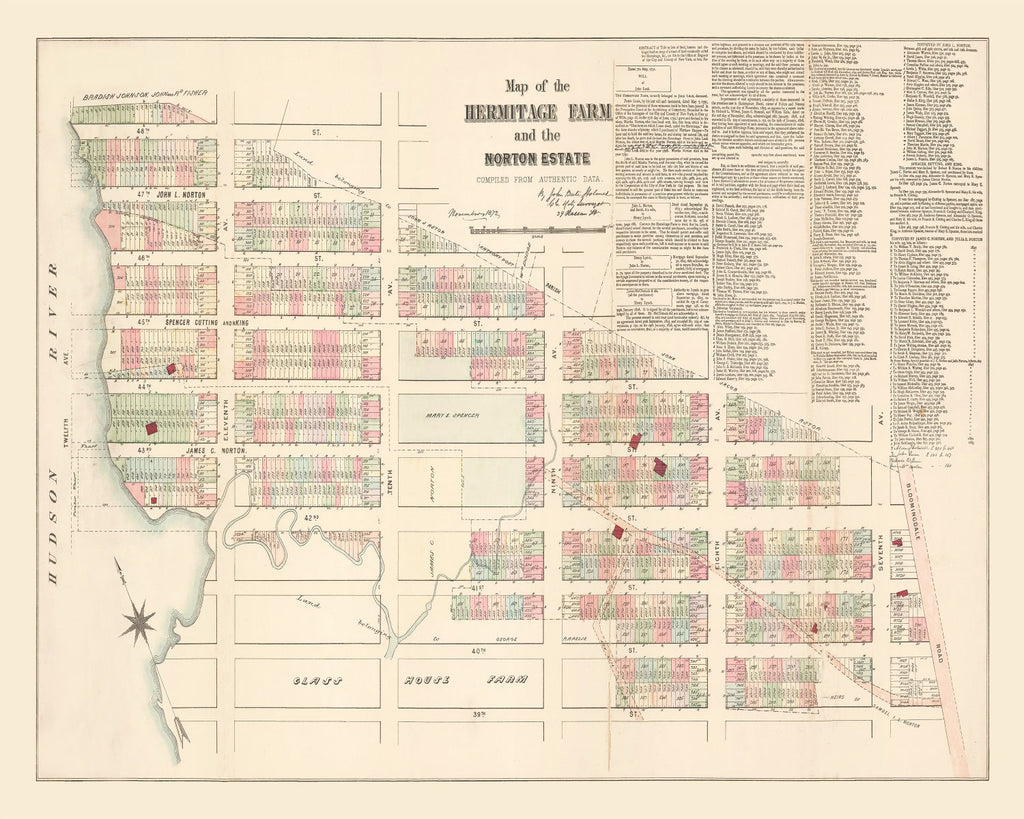 Vintage Map of Hell's Kitchen Manhattan, New York 1872