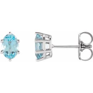 14K White Gold Natural Sky Blue Topaz Earrings