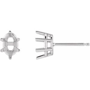 Sterling Silver 7x5 mm Oval 6-Prong Earring Mounting