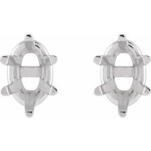 14K White Gold 7x5 mm Oval 6-Prong Earring Mounting – image 2
