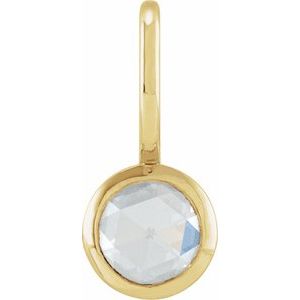 14K Yellow Gold 1/3 CT Rose-Cut Natural Diamond Charm/Pendant