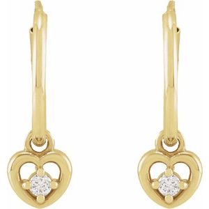 14K White Gold 2 mm Round Heart 17.7 mm Hoop Earring Mounting – image 4