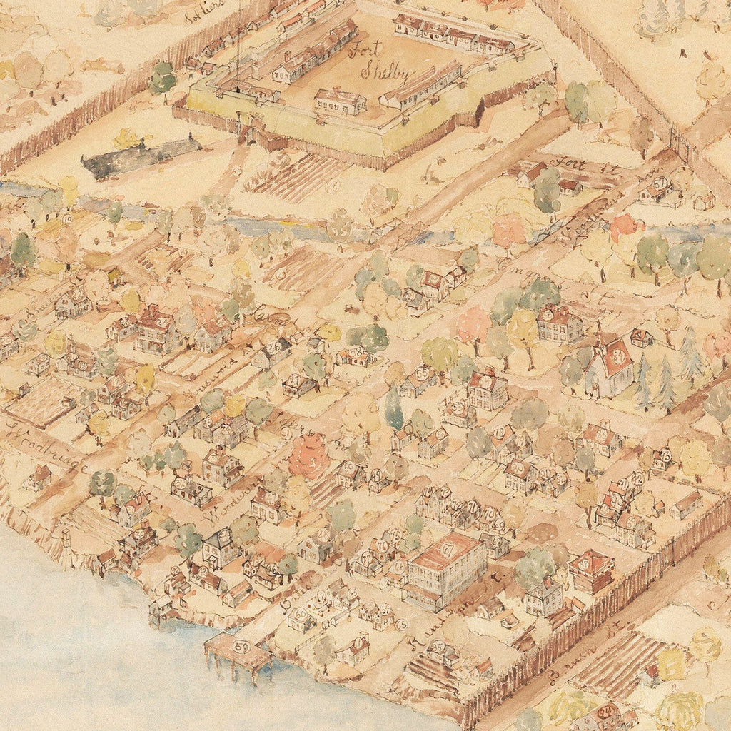 Vintage Map of Detroit, Michigan 1818