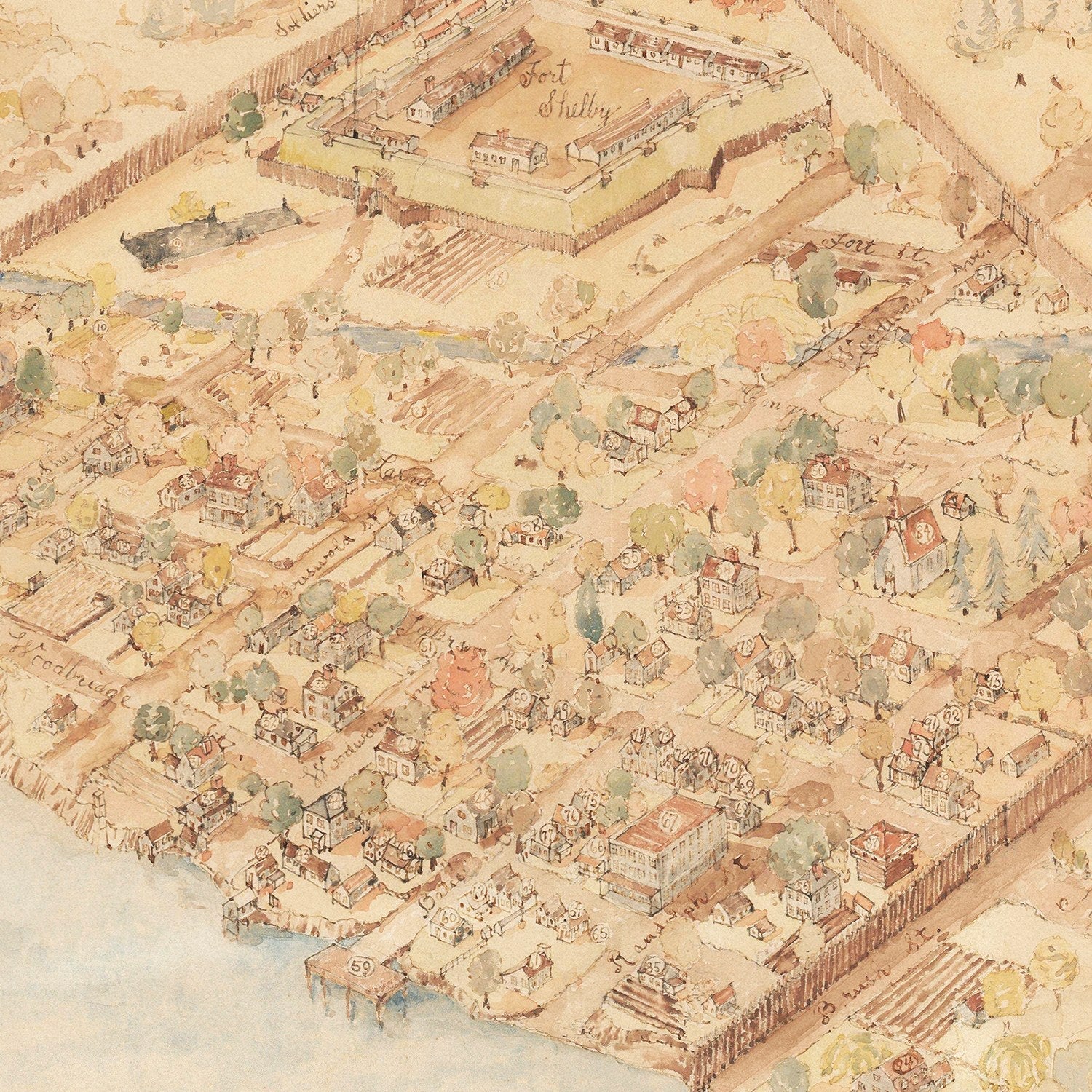 Vintage Map of Detroit, Michigan 1818