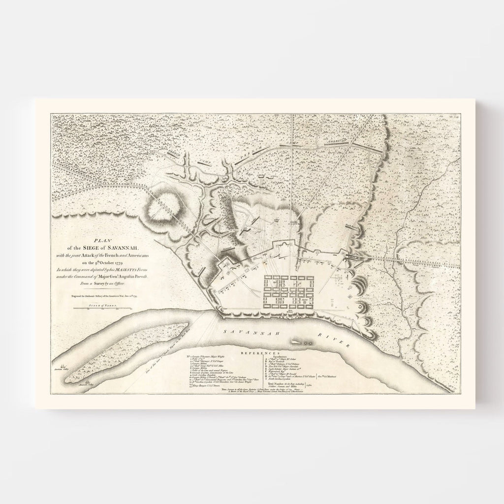 Vintage Map of Savannah, Georgia 1794