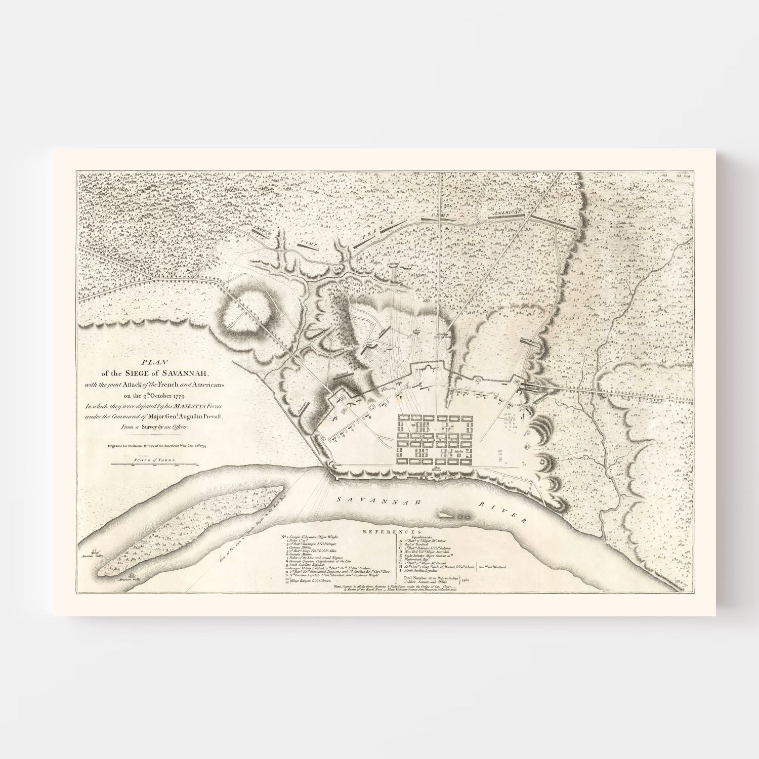 Vintage Map of Savannah, Georgia 1794