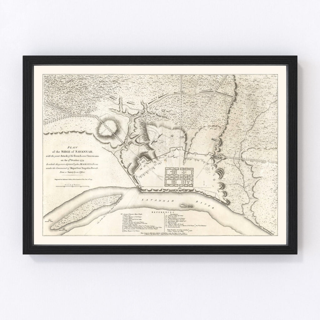 Vintage Map of Savannah, Georgia 1794