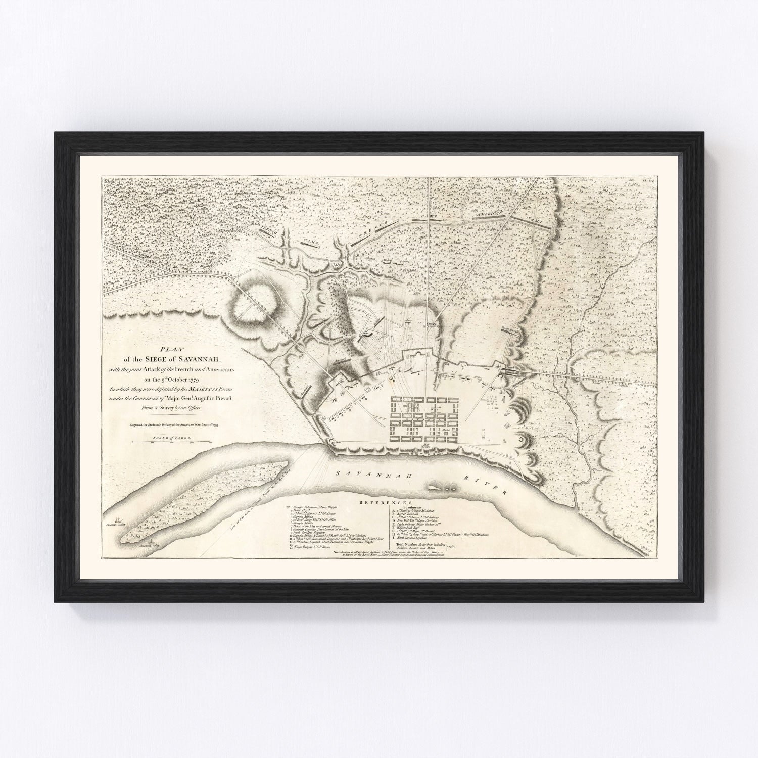 Vintage Map of Savannah, Georgia 1794