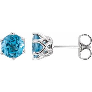 14K White Gold Natural Swiss Blue Topaz Earrings