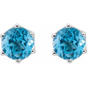 14K White Gold Natural Swiss Blue Topaz Earrings – image 2
