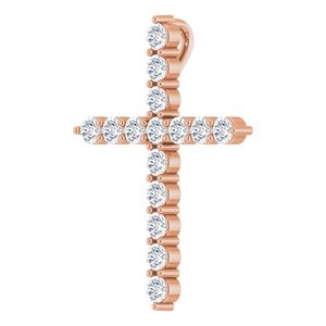 14K Rose 1/2 CTW Natural Diamond Cross Pendant