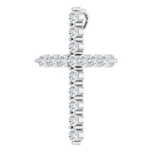 14K White 1/2 CTW Natural Diamond Cross Pendant