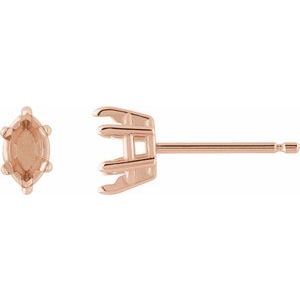 14K Rose Gold 6x3.25 mm Marquise 6-Prong Stud Earring Mounting