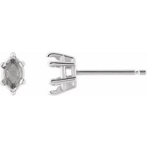 Sterling Silver 7x3.5 mm Marquise 6-Prong Stud Earring Mounting