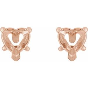 14K Rose Gold 4x4 mm Heart 5-Prong Claw Stud Earring Mounting – image 2