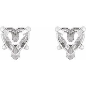 Platinum 6.5x6.5 mm Heart 5-Prong Claw Stud Earring Mounting – image 2