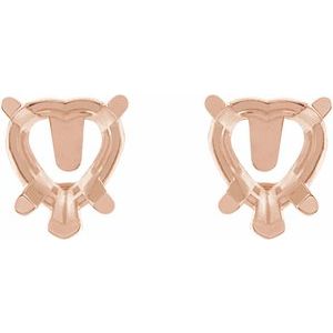 14K Rose Gold 4x4 mm Heart 5-Prong V-End Stud Earrings – image 2