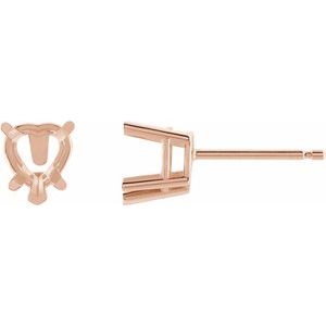 14K Rose Gold 4x4 mm Heart 5-Prong V-End Stud Earrings