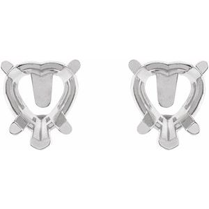 14K White Gold 5x5 mm Heart 5-Prong V-End Stud Earrings – image 2
