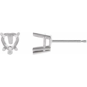 Platinum 7x7 mm Heart 5-Prong V-End Stud Earrings