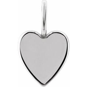 14K White Gold Engravable Heart Charm/Pendant