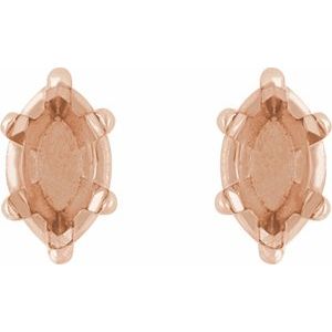 14K Rose Gold 6x3.25 mm Marquise 6-Prong Stud Earring Mounting – image 2
