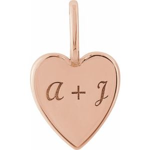 14K Rose Gold Engravable Heart Charm/Pendant – image 4