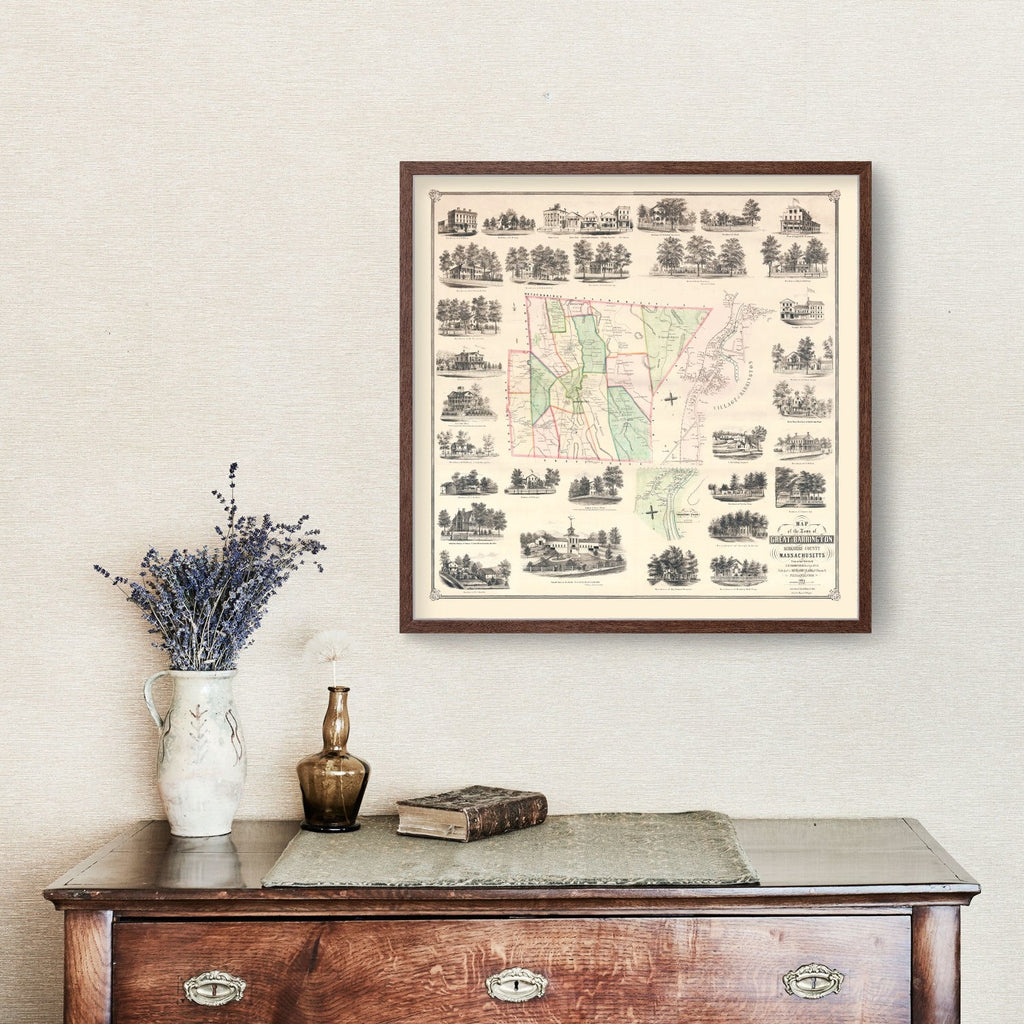 Vintage Map of Great Barrington, Massachusetts 1854