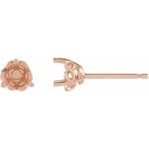 14K Rose Gold 4 mm Round 3-prong Infinity-Inspired Earring Mounting