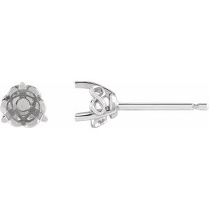 Sterling Silver 4 mm Round 3-prong Infinity-Inspired Earring Mounting