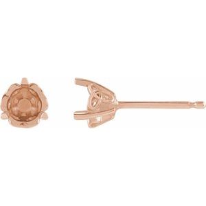 14K Rose Gold 4.5 mm Round 3-Prong Celtic-Inspired Earring Mounting