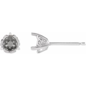 Sterling Silver 3.5 mm Round 3-Prong Celtic-Inspired Earring Mounting