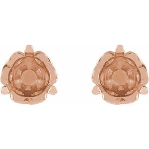14K Rose Gold 4 mm Round 3-Prong Celtic-Inspired Earring Mounting – image 2