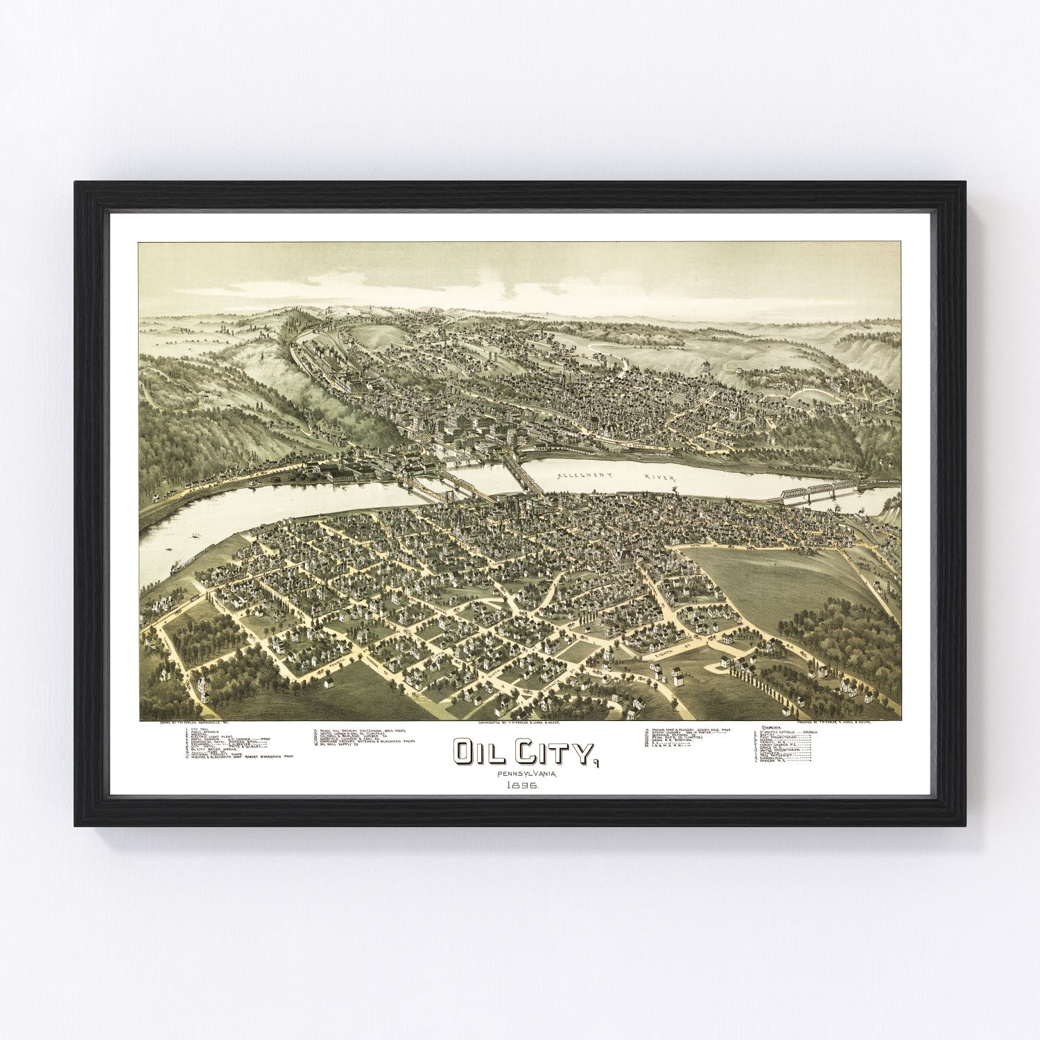 Vintage Map of Oil City, Pennsylvania 1896