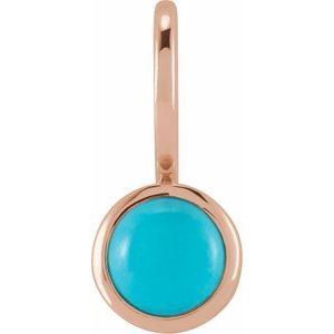 14K Rose Gold Natural Turquoise Charm/Pendant