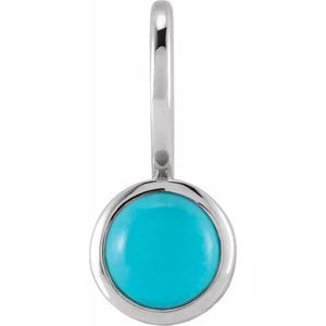 14K White Gold Natural Turquoise Charm/Pendant