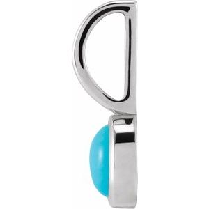 14K White Gold Natural Turquoise Charm/Pendant
