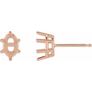 14K Rose Gold 4x3 mm Oval 6-Prong Earring Mounting