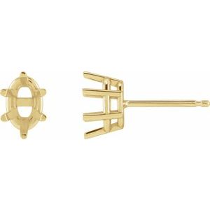 14K Yellow Gold 4x3 mm Oval 6-Prong Earring Mounting